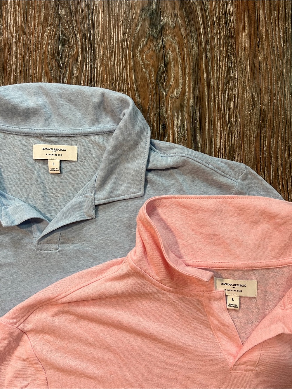 Banana Republic Pastel Blue & Pink Linen Blend Polo Bundle - Picture 2 of 5
